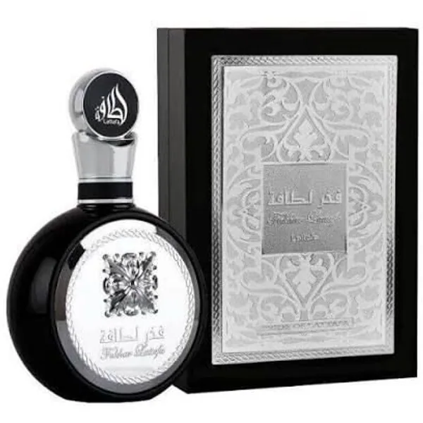 Lattafa Fakhar Black in Clear Edp in 100 ml retail packaging